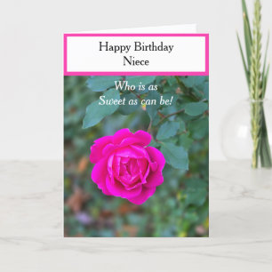 Tarjeta Feliz Cumpleaños Sobrina Cupcake de Rosa Brillante