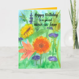 Tarjeta Feliz cumpleaños, sobrina en Law Sunflower Garden