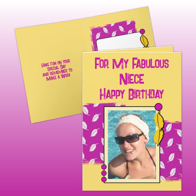 Tarjeta Feliz cumpleaños, sobrina, foto rosa amarillo (Subido por el creador)