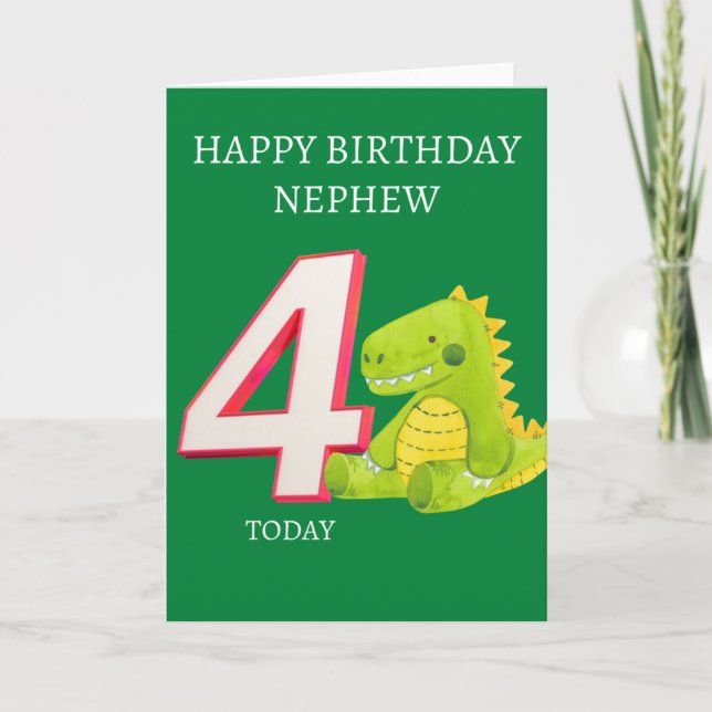 Tarjeta Feliz cumpleaños, sobrino - 4 hoy (Anverso)