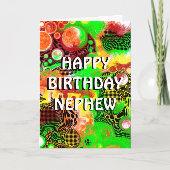 Tarjeta Feliz cumpleaños, sobrino | Arte abstracto (Anverso)