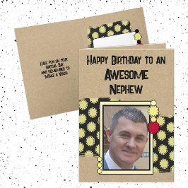 Tarjeta Feliz cumpleaños, sobrino, foto roja