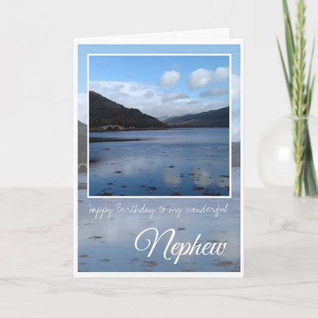 Tarjeta Feliz cumpleaños, sobrino, Inveraray, Escocia, (Anverso)