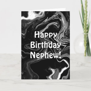 Tarjeta Feliz cumpleaños, sobrino   Mármol blanco y negro