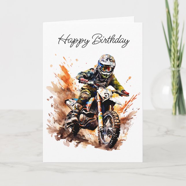 Tarjeta Feliz cumpleaños, sobrino | Motocross Bicicleta (Anverso)