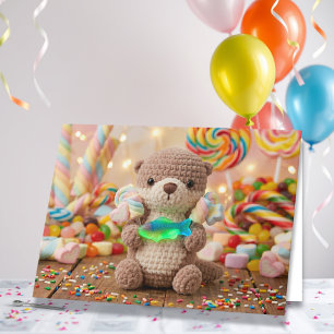 Tarjeta Feliz cumpleaños sobrino Nutria linda y tierra d