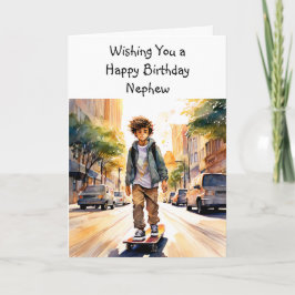 Tarjeta Feliz cumpleaños, sobrino | Skateboard
