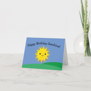 Tarjeta Feliz Cumpleaños Sol Brillante Sonriente Lindo