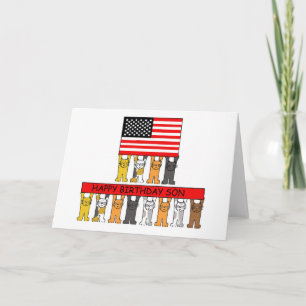 Tarjeta Feliz cumpleaños, son bandera de Estados Unidos y 
