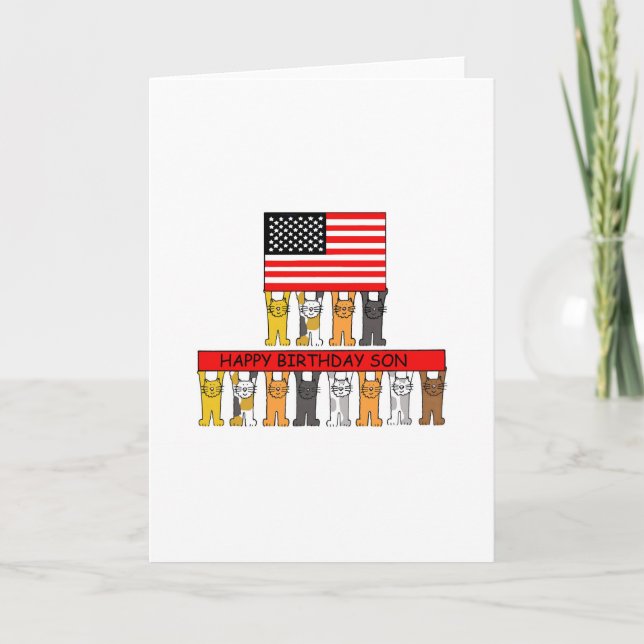 Tarjeta Feliz cumpleaños son bandera de Estados Unidos y g (Anverso)