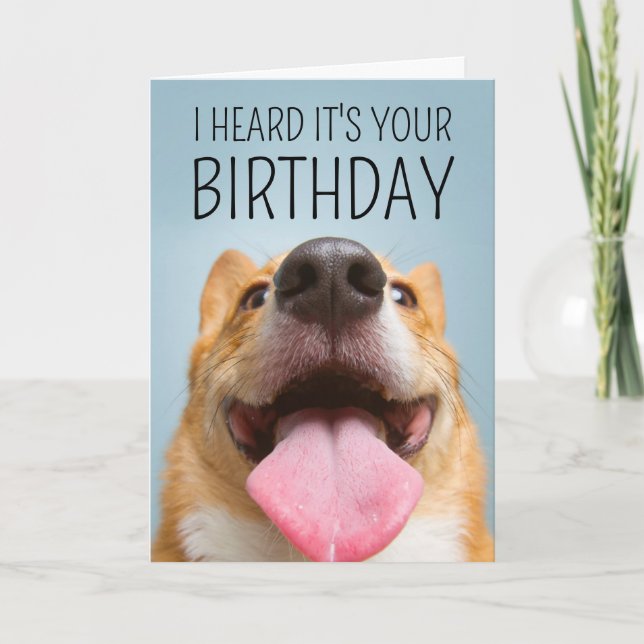 Tarjeta Feliz Cumpleaños | Sonrisa de Corgi (Anverso)