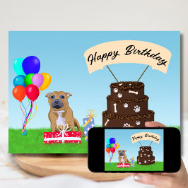 Tarjeta Feliz cumpleaños Staffordshire Bull Terrier