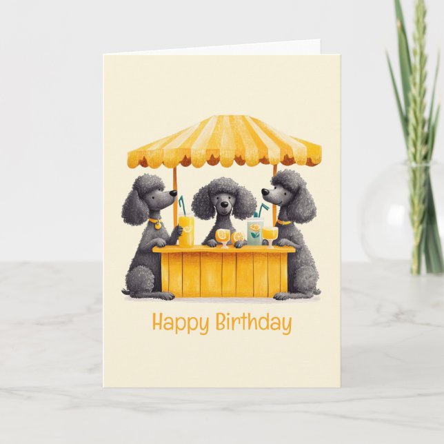 Tarjeta Feliz cumpleaños Standard Poodle Dogs Lemonade Sta (Anverso)