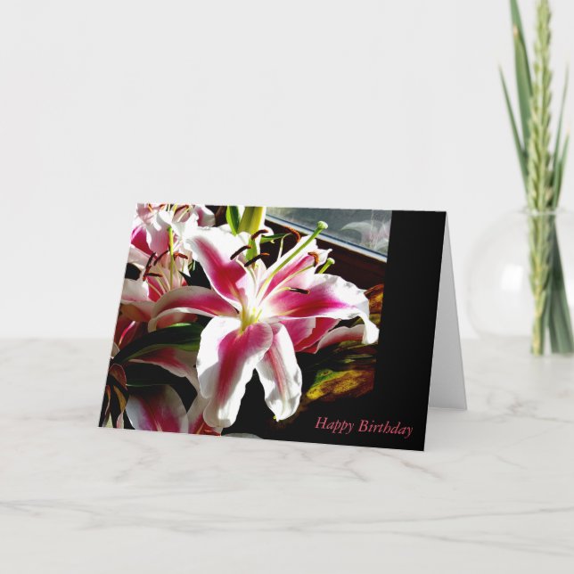Tarjeta Feliz cumpleaños ~ Stargazer Lily (Anverso)