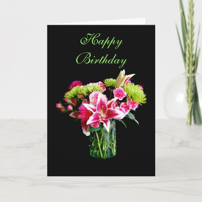 Tarjeta Feliz cumpleaños, Stargazer Lily Bouquet (Anverso)