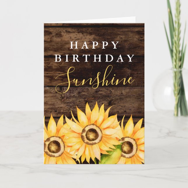 Tarjeta Feliz cumpleaños Sunshine Yellow Sunflower (Anverso)