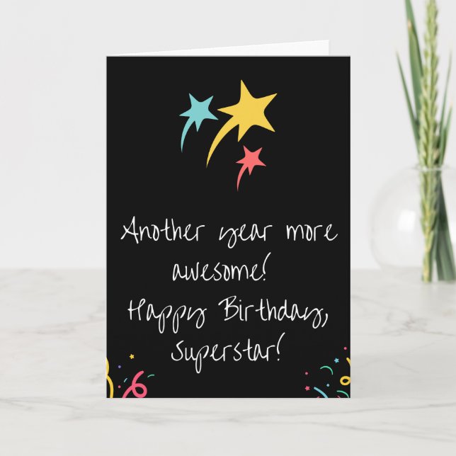 Tarjeta Feliz Cumpleaños Superstar (Anverso)