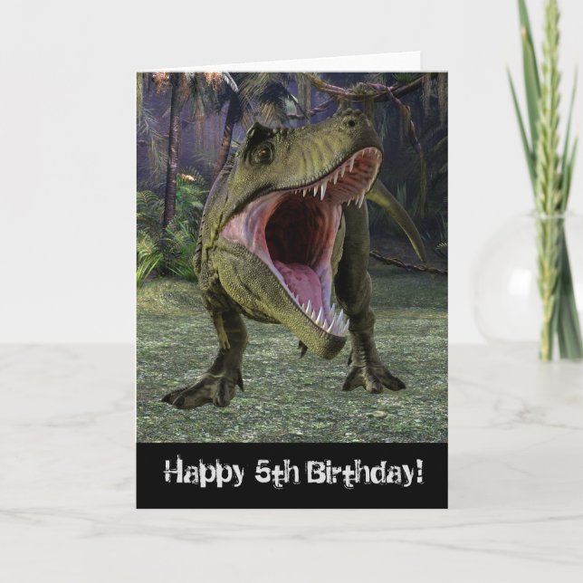 Tarjeta Feliz cumpleaños T-rex Tyrannosaurus Edad Personal (Anverso)