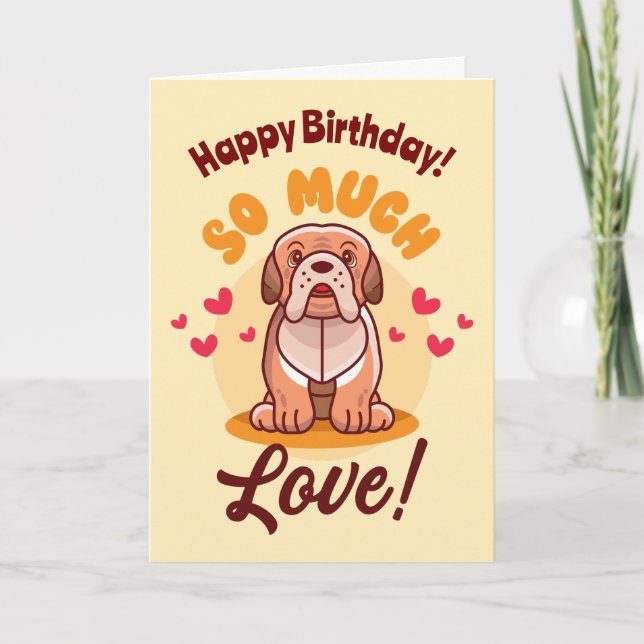 Tarjeta Feliz cumpleaños, tanto perro de amor (Anverso)