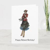 Feliz cumpleaños tardío para una mujer esquiadora,