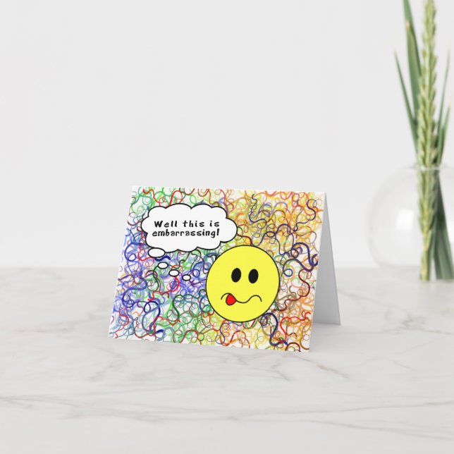 Tarjeta Feliz cumpleaños tardío-tuve un pedo cerebral y ol (Anverso)