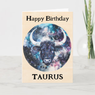 Tarjeta Feliz cumpleaños Taurus Zodiac
