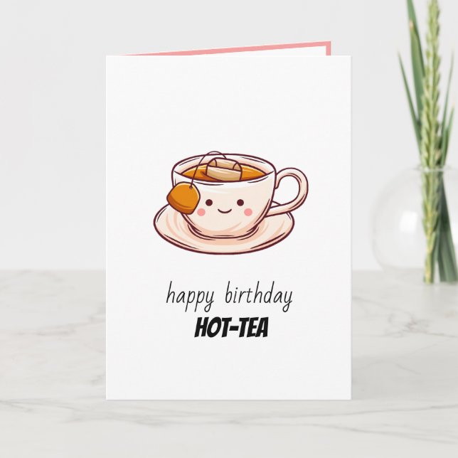 Tarjeta Feliz cumpleaños, té caliente (Anverso)