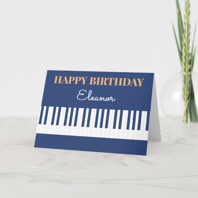 Tarjeta Feliz Cumpleaños Teclas De Piano Teclado Musical (Anverso)