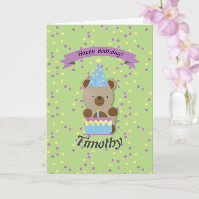 Tarjeta Feliz cumpleaños Teddy Bear (Orquídea)