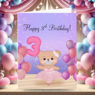 Tarjeta Feliz cumpleaños Teddy Bear Ballerina en el escena