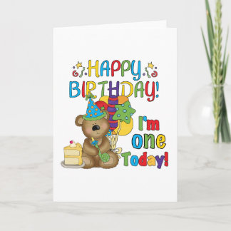 Tarjeta Feliz cumpleaños Teddy Bear primera camisetas y re