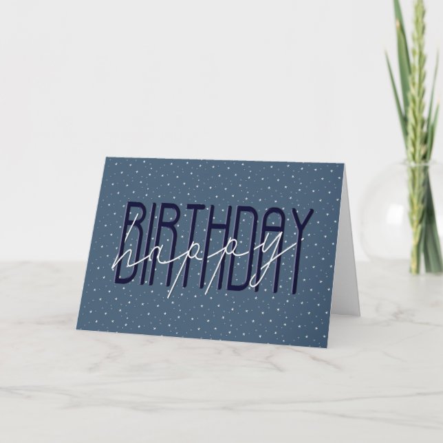 Tarjeta Feliz Cumpleaños Texto Sobre Las Estrellas (Anverso)