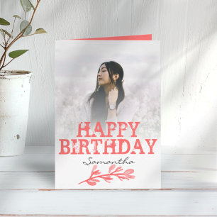 Tarjeta Feliz Cumpleaños Texto y Foto Naranja