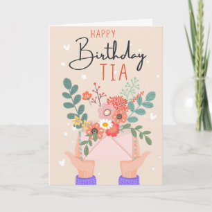 Tarjeta Feliz Cumpleaños Tía Diseño Dulce