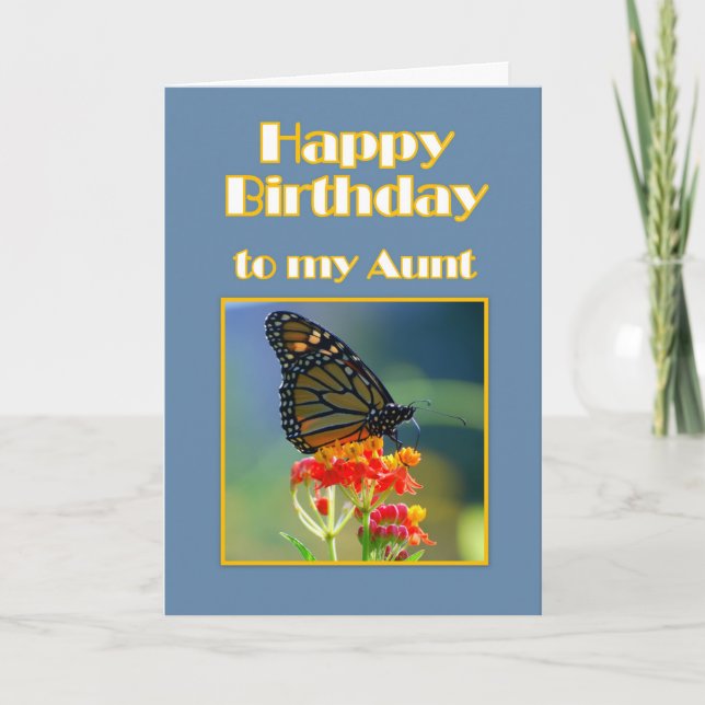 Tarjeta Feliz cumpleaños tía Monarch Butterfly (Anverso)