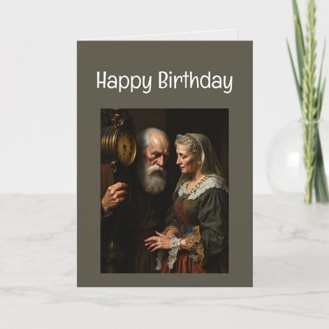 Tarjeta Feliz cumpleaños, tiempo divertido, te sorprende (Anverso)