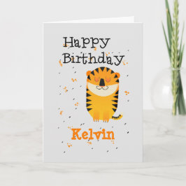 Tarjeta Feliz cumpleaños tigre lindo nombre personalizado