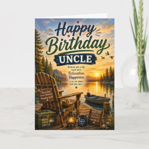 Tarjeta Feliz Cumpleaños Tío Atardecer Lago Pesca