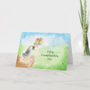 Tarjeta Feliz Cumpleanos Tio, estafa Flores de Pajaro