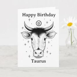 Tarjeta Feliz Cumpleaños Toro Dibujado a Mano