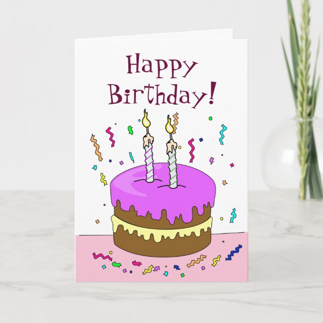 Tarjeta ¡Feliz cumpleaños! Torta 2 AÑOS (Anverso)