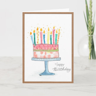 Tarjeta Feliz cumpleaños, torta con velas