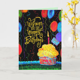 Tarjeta Feliz cumpleaños torta torta torta globos Diversió