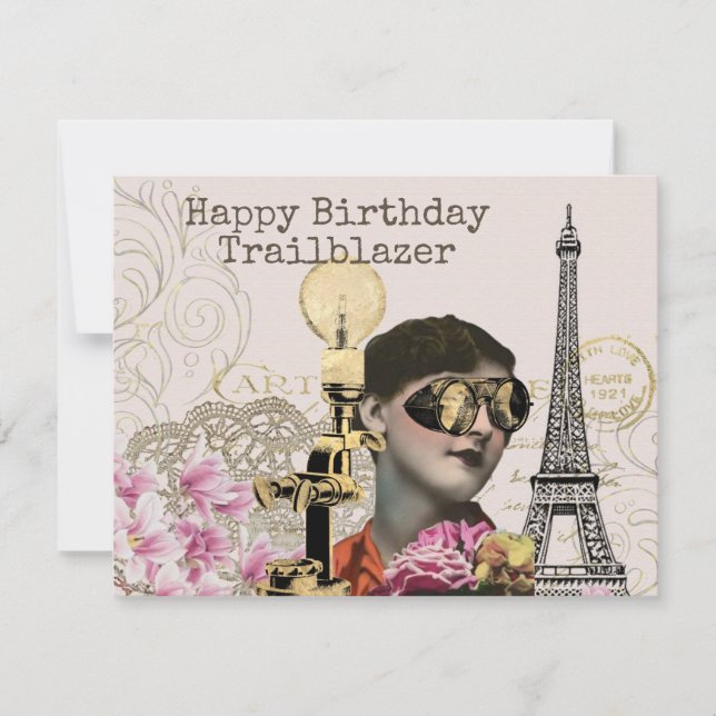 Tarjeta Feliz cumpleaños Trailblazer Steampunk Vintage (Anverso)