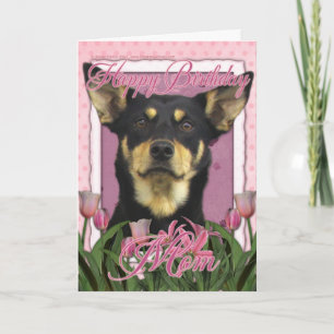 Tarjeta Feliz cumpleaños - Tulipanes rosados - Kelpie aust