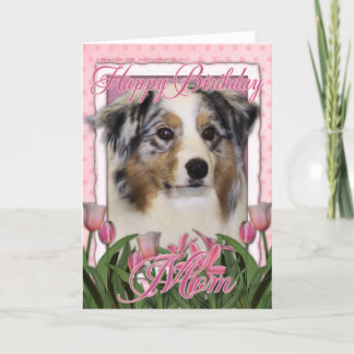 Tarjeta Feliz cumpleaños - tulipanes rosados - pastor