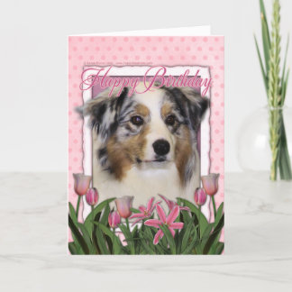 Tarjeta Feliz cumpleaños - Tulipanes rosados - Pastor aust