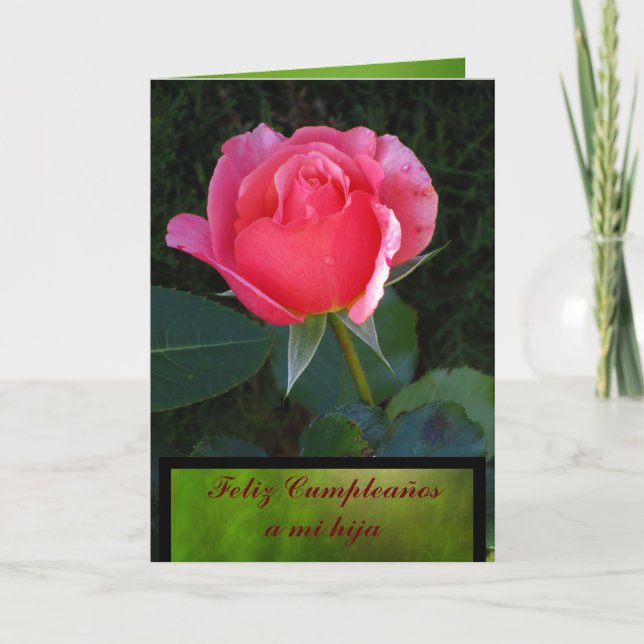 Tarjeta - Feliz Cumpleaños un hija del MI - Rosa (Anverso)