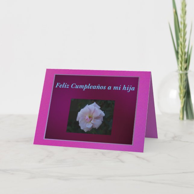 Tarjeta - Feliz Cumpleaños un hija del MI - rosa (Anverso)
