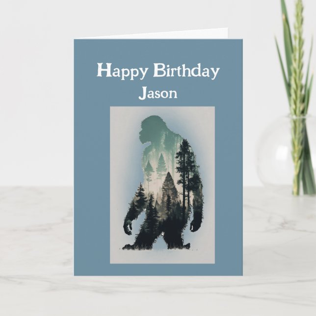 Tarjeta Feliz cumpleaños, uno de un buen pie sasquatch (Anverso)